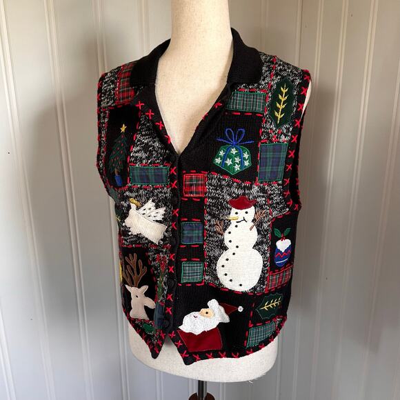 Vintage 90s/Y2K Christmas Sweater Vest MP - Picture 2 of 6